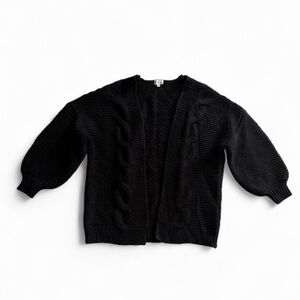 Wonderly Black Chunky Cable Knit Cardigan Sweater Small
